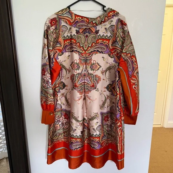 Zara Orange Long Sleeve Sundress with Notched Collar - Picture 6 of 6